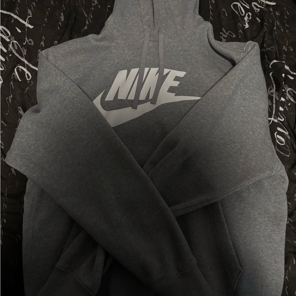 Nike Dark Gray Hoodie with White Logo